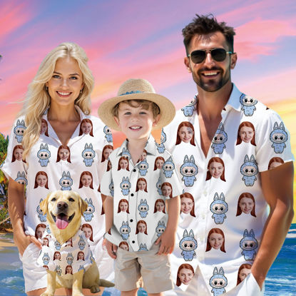 Picture of Custom Face Hawaiian Shirt for Family and Pets - Custom Hawaiian Shirt for Man, Women and Kids - Popular Cartoon Elements - Best Summer Hawaiian Shirt for Family