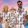 Picture of Custom Face Hawaiian Shirt for Family and Pets - Custom Hawaiian Shirt for Man, Women and Kids - Popular Cartoon Elements - Blue and White Background - Best Summer Hawaiian Shirt for Family