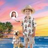 Picture of Custom Face Hawaiian Shirt for Family and Pets - Custom Hawaiian Shirt for Man, Women and Kids - Popular Cartoon Elements - Blue and White Background - Best Summer Hawaiian Shirt for Family