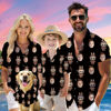 Picture of Custom Face Hawaiian Shirt for Family and Pets - Custom Hawaiian Shirt for Man, Women and Kids - Popular Cartoon Elements - Black Background - Best Summer Hawaiian Shirt for Family