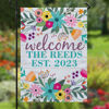 Afbeeldingen van Regenboogbloemen - Gepersonaliseerde tuinvlag met naam - Voordeurdecoratie of tuin
