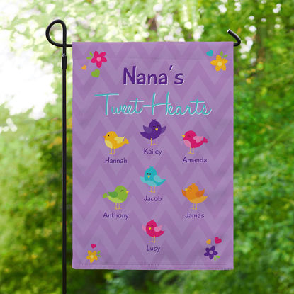 Picture of Her Tweet-Hearts - Custom Mum's Garden Flag with Kids Names - Mother's Day Gifts