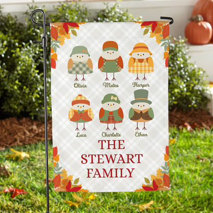 Picture of Fall Birds - Custom Mum's Garden Flag with Kid Names - Mother's Day Gifts