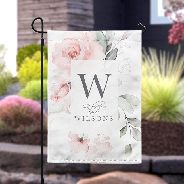 Picture of Watercolor Flowers - Custom Initial Yard Sign - Outdoor Decor for Home or Garden - Housewarming Gift
