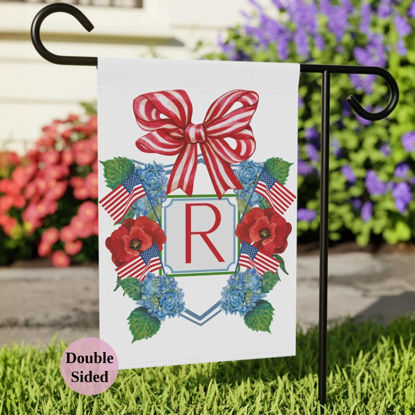 Picture of Custom Garden Flag with Family Name & Initial - Personalized Outdoor Decor for Yard & Garden