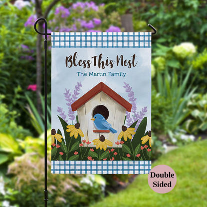 Picture of Custom Garden Flag with Family Name & Initial - Personalized Outdoor Decor for Yard & Garden - Lemon Pattern