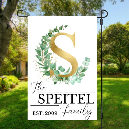 Picture of Famliy Personalized Garden Flag - Custom Initial Yard Sign - Outdoor Decor for Home or Garden - Housewarming Gift