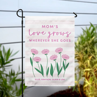 Picture of Personalized Garden Flag - Love Grows - Custom Outdoor Yard Flag - Spring Garden Decor - Floral House Flag