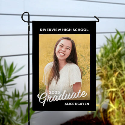 Picture of Personalized Grad Photo in Year Garden Flag - Custom Graduation Yard Sign - Senior Class of 2025 Banner - Outdoor Graduation Decor