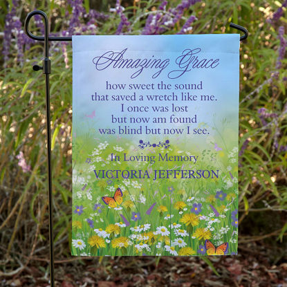 Picture of Amazing Grace Memorial Garden Flag - Custom Floral Yard Sign - Bright Summer Outdoor Decor - Housewarming Gift - Porch Decoration