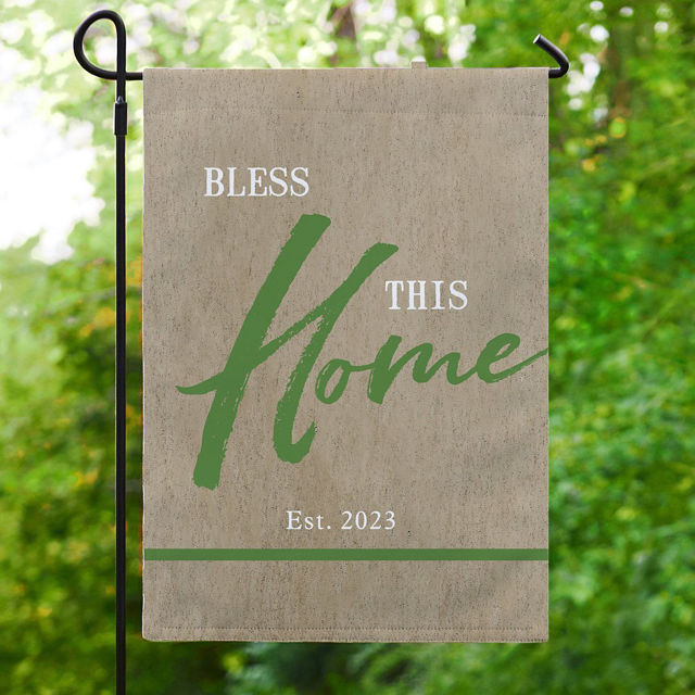 Picture of Our Home is Blessed  Garden Flag - Custom Outdoor Yard Sign - Rustic Garden Decor - Family Name House Flag - Porch Decoration