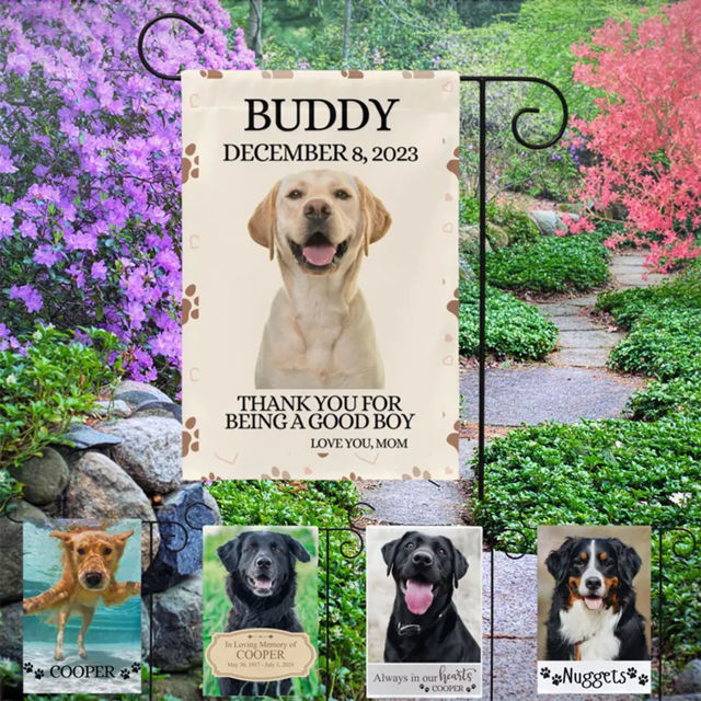 Picture of Custom Pet Memorial Garden Flag with Photo - Personalised  Memorial Flag for Pets