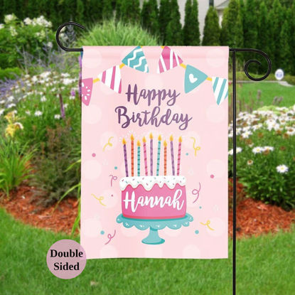 Picture of Birthday Party Sign Garden Flag - Custom Birthday Party Flag with Name - Let's Celebrat Birthday