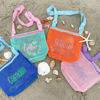 Picture of Custom Embroidered Kids Beach Bag - Personalized Shell Zipper Mesh Backpack - Custom Kids Shell Collecting Mesh Bag