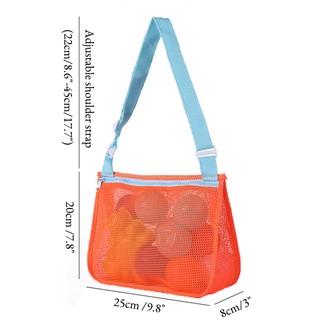 Picture of Custom Embroidered Kids Beach Bag - Personalized Shell Zipper Mesh Backpack - Custom Kids Shell Collecting Mesh Bag