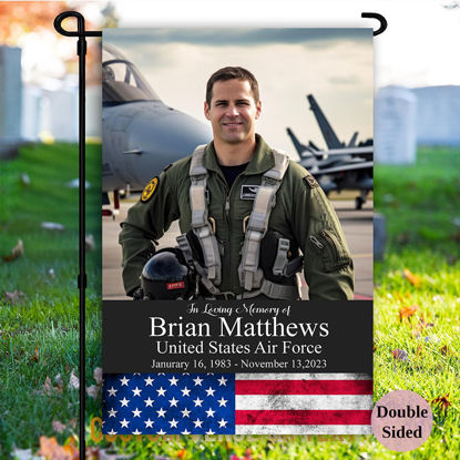 Picture of Personalized Veteran Memorial Garden Flag - Custom Photo Memorial Garden Flag