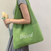 Picture of Custom Crochet Mesh Beach Tote - Custom Crochet Embroidered Beach Tote - Custom Name Knit Tote