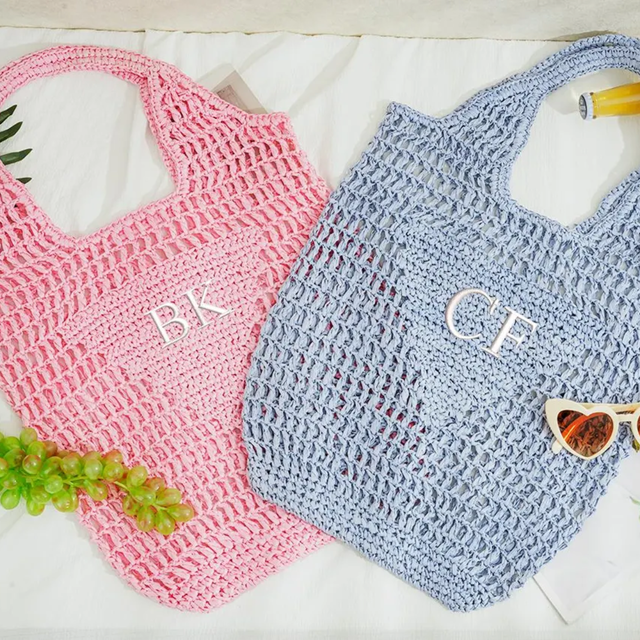Picture of Custom Embroidered Straw Bag - Custom Name Beach Tote Bag - Personalized Beach Tote Bag