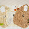 Picture of Custom Embroidered Straw Bag - Custom Name Beach Tote Bag - Personalized Beach Tote Bag