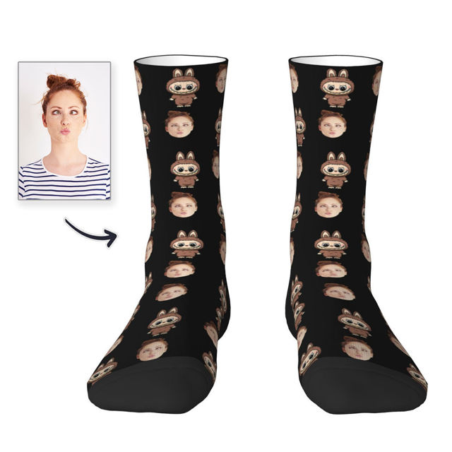 Picture of Custom Photo Face Socks - Lovely Socks with Popular Cartoon Elements - Gift for Boys and Girls