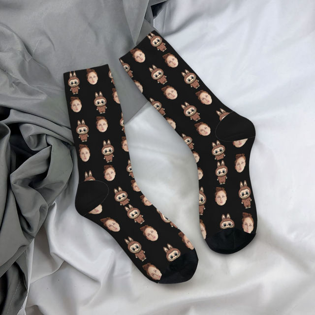 Picture of Custom Photo Face Socks - Lovely Socks with Popular Cartoon Elements - Gift for Boys and Girls