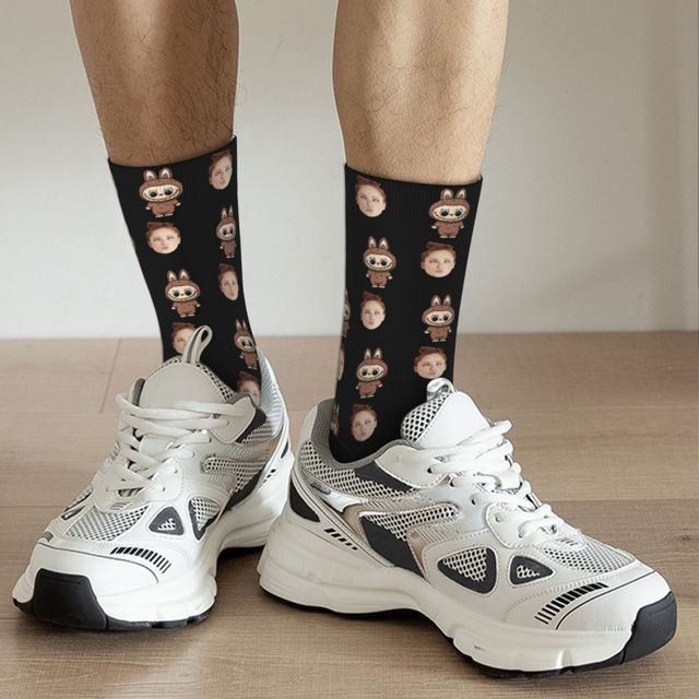 Picture of Custom Photo Face Socks - Lovely Socks with Popular Cartoon Elements - Gift for Boys and Girls