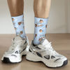Picture of Custom Photo Face Socks for Family - Lovely Socks with Popular Cartoon Elements - Light Blue Style - Gift for Boys and Girls