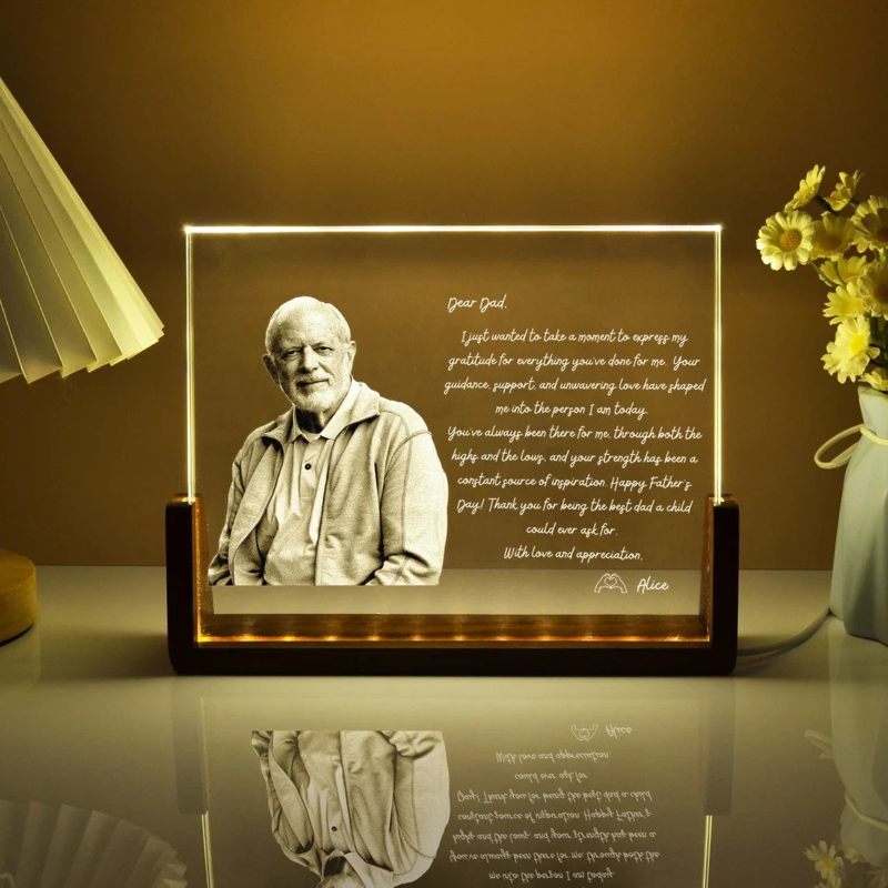 Picture of Custom Crystal Night Light: Personalized Crystal Photo Frame With Warm Base