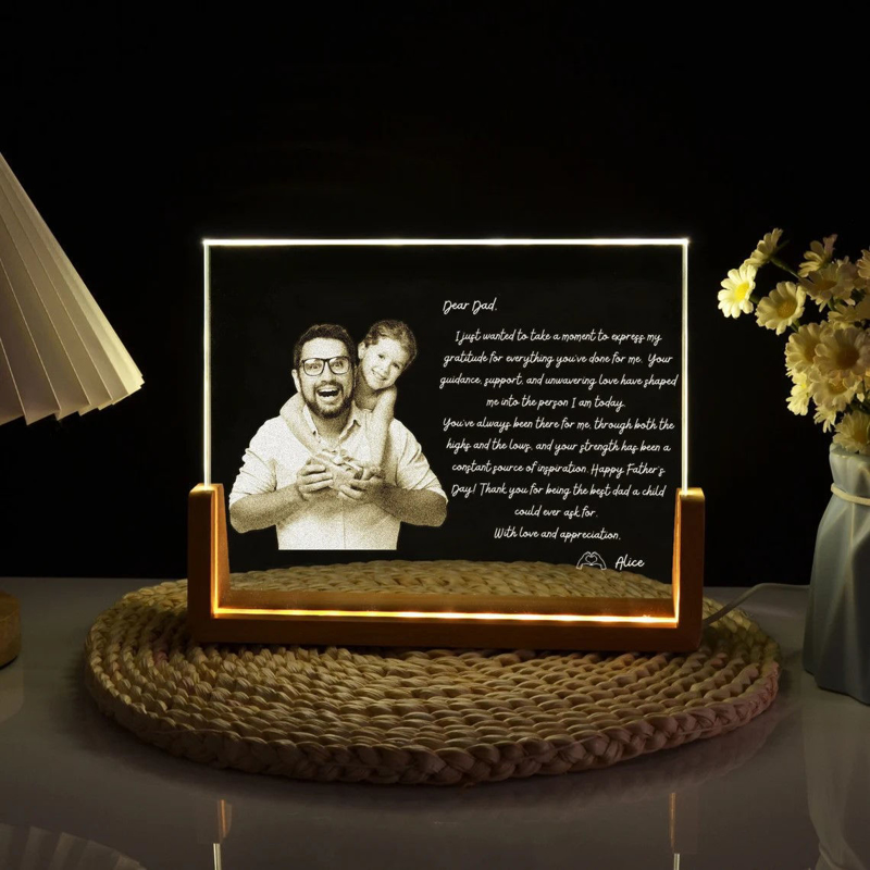 Picture of Custom Crystal Night Light: Personalized Crystal Photo Frame With Warm Base