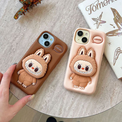 Picture of Cartoon Labubu Phone Case - Soft Silicone Back Cover - Kawaii Cute Style for iPhone - Fun Character Gift