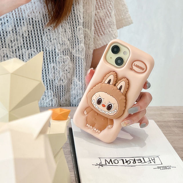 Picture of Cartoon Labubu Phone Case - Soft Silicone Back Cover - Kawaii Cute Style for iPhone - Fun Character Gift