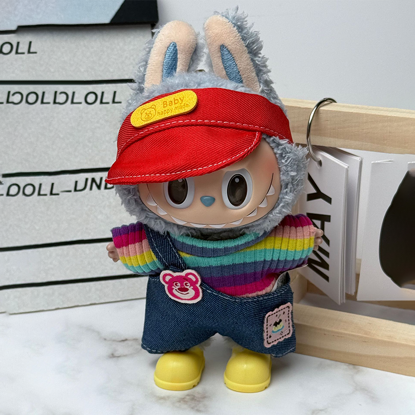 Picture of Custom Labubu Clothing Sets - Rainbow Denim Overalls - Doll and Shoes Not Included