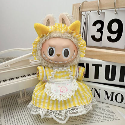 Picture of Custom Labubu Clothing Sets - Yellow Plaid Skirt - Doll and Shoes Not Included