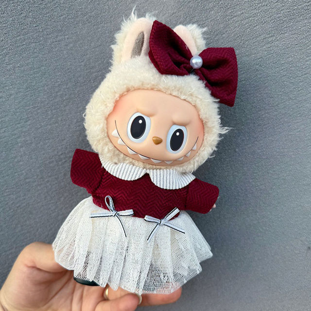 Picture of Custom Labubu Clothing Sets - Burgundy Velvet Skirt - Doll and Shoes Not Included