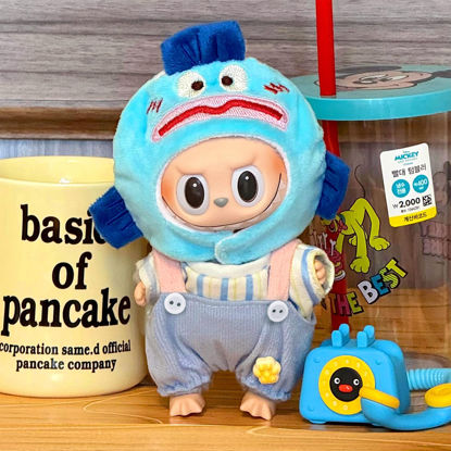 Picture of Blue Fish Hat Set- Custom Labubu Clothing Sets - Doll Not Included