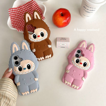 Picture of Cartoon Labubu iPhone Case - Soft Silicone Back Cover - Kawaii Cute Style for iPhone - Fun Character Gift