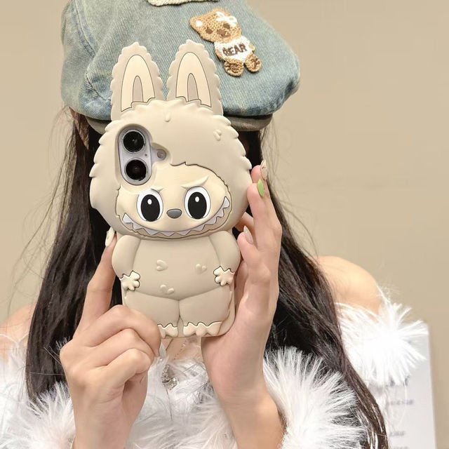 Picture of Cartoon Labubu iPhone Case - Soft Silicone Back Cover - Kawaii Cute Style for iPhone - Fun Character Gift