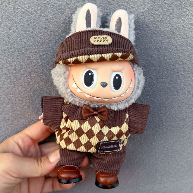 Picture of Custom Labubu Clothing Sets - Maroon Check - Doll and Shoes Not Included