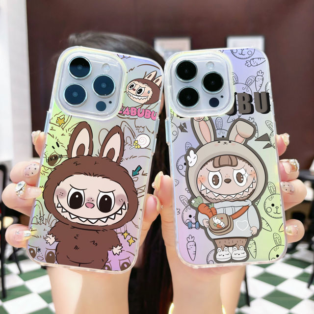 Picture of Cartoon Labubu Phone Case - Kawaii Cute Gradient Style for iPhone - Fun Character Gift