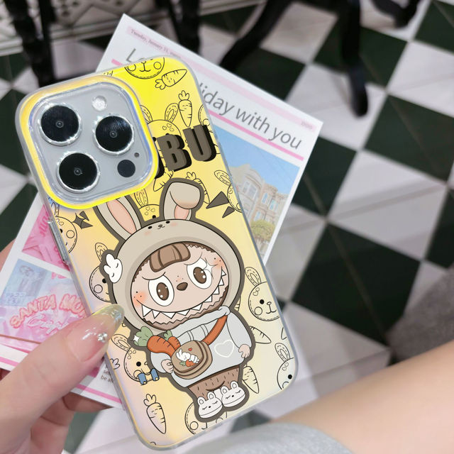 Picture of Cartoon Labubu Phone Case - Kawaii Cute Gradient Style for iPhone - Fun Character Gift