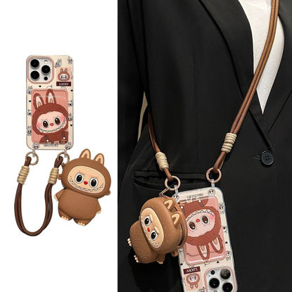 Picture of Cartoon Labubu Phone Case - Kawaii Cute Style for iPhone - Wrist strap, Shoulder Strap and Mini Bag Free Combination - Fun Character Gift