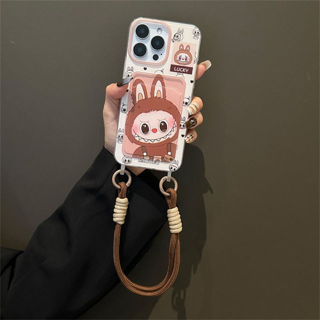Picture of Cartoon Labubu Phone Case - Kawaii Cute Style for iPhone - Wrist strap, Shoulder Strap and Mini Bag Free Combination - Fun Character Gift