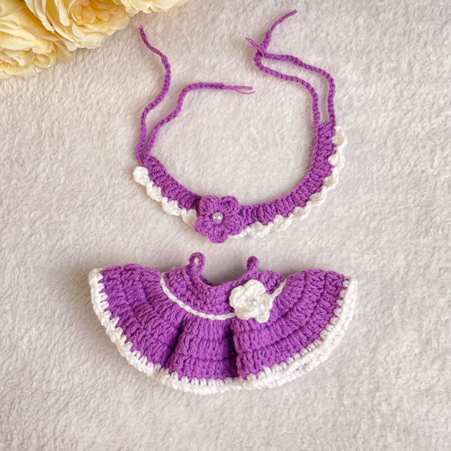 Picture of Handmade Purple Skirt Knitted Set - Custom Labubu Clothing Sets - Doll Not Included