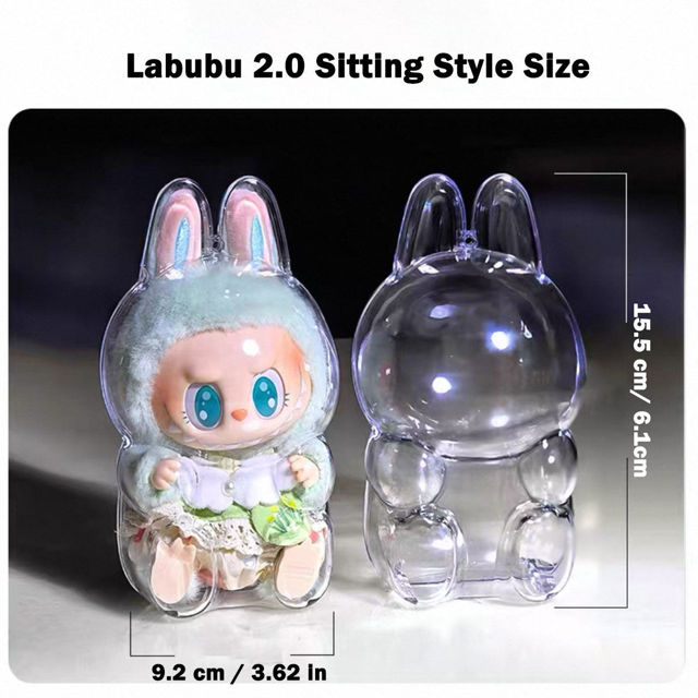 Picture of Labubu Transparent Protective Cover - Clear Acrylic Shell for Seated and Standing Plush Figures