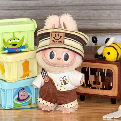 Picture of Custom Gen 1 & 2 Labubu Clothing Sets - Bee Overalls - Clothes Only for 17cm Labubu Plush Doll - Doll and Shoes Not Included