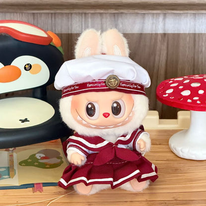 Picture of Custom Gen 1 & 2 Labubu Clothing Sets - Red Sailor Outfit - Clothes Only for 17cm Labubu Plush Doll - Doll and Shoes Not Included