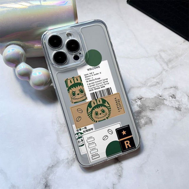 Picture of Starbucks Labubu Phone Case  - Kawaii Cute Style for iPhone - Fun Character Gift