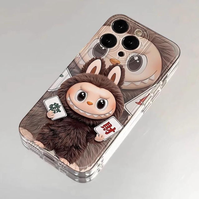 Picture of Cartoon Labubu Phone Case - Pink and Brown Style for iPhone - Fun Character Gift