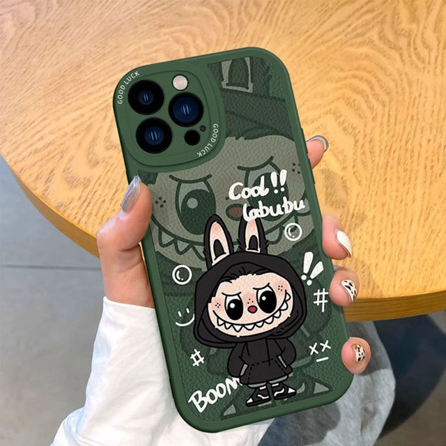 Picture of Cartoon Labubu Phone Case - Full-Covered Painted Phone Case for iPhone - Fun Character Gift