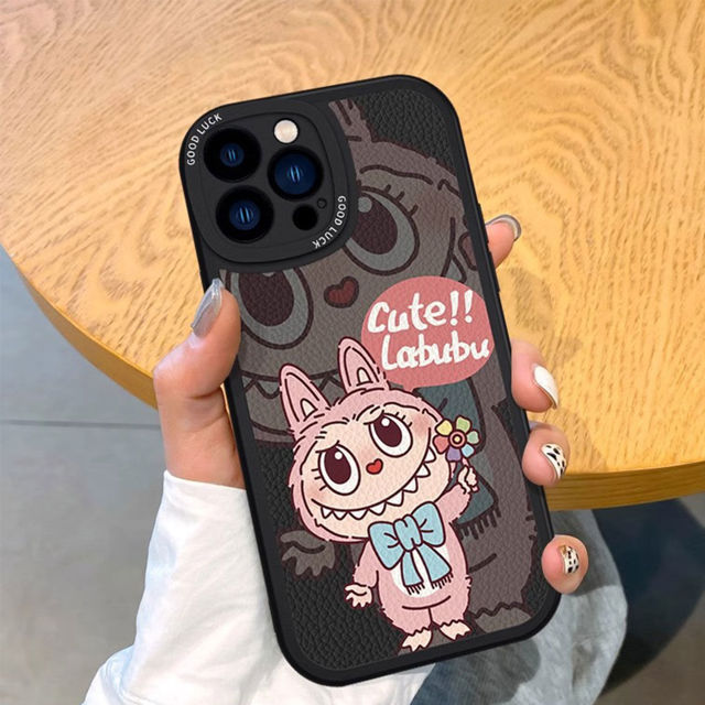 Picture of Cartoon Labubu Phone Case - Full-Covered Painted Phone Case for iPhone - Fun Character Gift